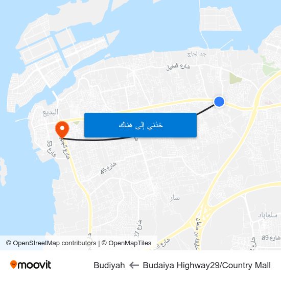 Budaiya Highway29/Country Mall to Budiyah map