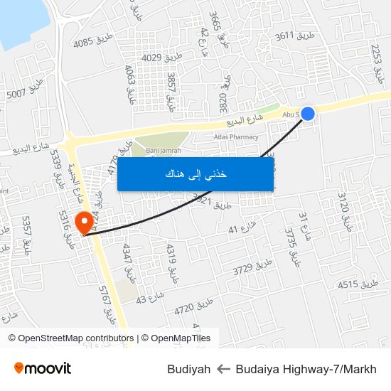 Budaiya Highway-7/Markh to Budiyah map