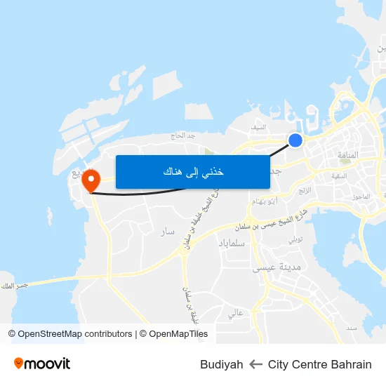City Centre Bahrain to Budiyah map