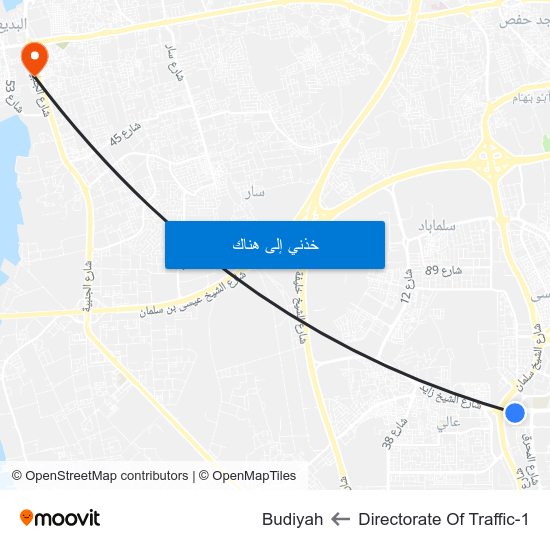 Directorate Of Traffic-1 to Budiyah map