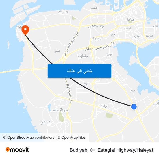 Esteglal Highway/Hajeyat to Budiyah map