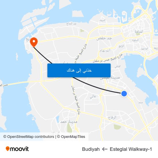 Esteglal Walkway-1 to Budiyah map