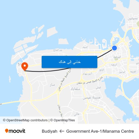 Government Ave-1/Manama Centre to Budiyah map