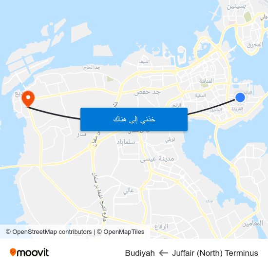 Juffair (North) Terminus to Budiyah map