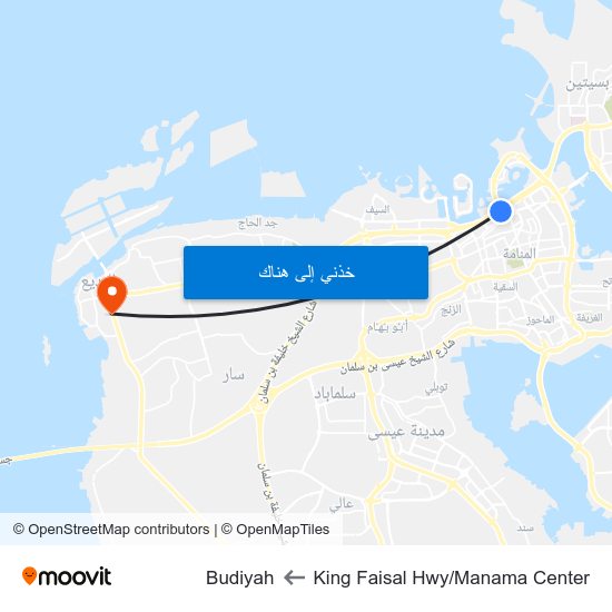 King Faisal Hwy/Manama Center to Budiyah map