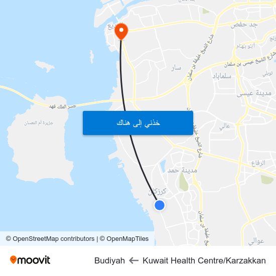 Kuwait Health Centre/Karzakkan to Budiyah map