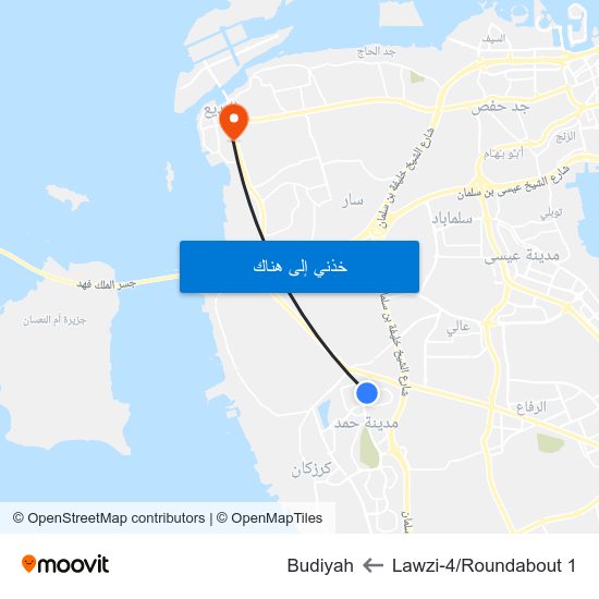 Lawzi-4/Roundabout 1 to Budiyah map