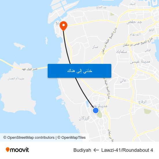 Lawzi-41/Roundabout 4 to Budiyah map