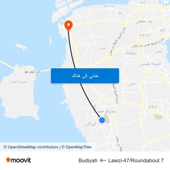 Lawzi-47/Roundabout 7 to Budiyah map
