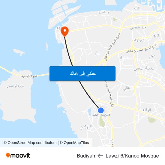 Lawzi-6/Kanoo Mosque to Budiyah map