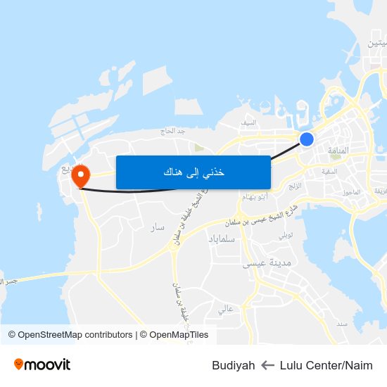 Lulu Center/Naim to Budiyah map