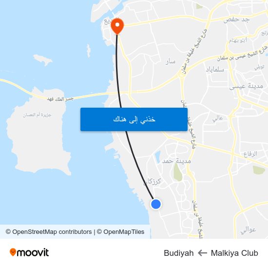 Malkiya Club to Budiyah map