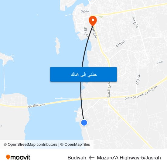 Mazare'A Highway-5/Jasrah to Budiyah map