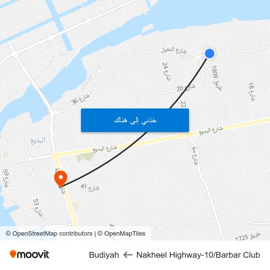Nakheel Highway-10/Barbar Club to Budiyah map