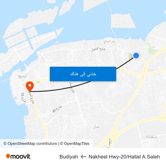 Nakheel Hwy-20/Hallat A.Saleh to Budiyah map