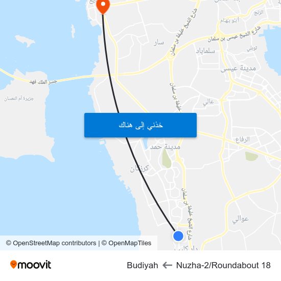 Nuzha-2/Roundabout 18 to Budiyah map