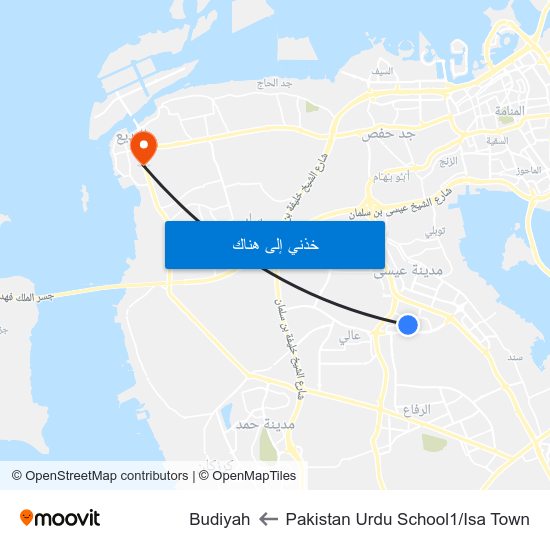 Pakistan Urdu School1/Isa Town to Budiyah map