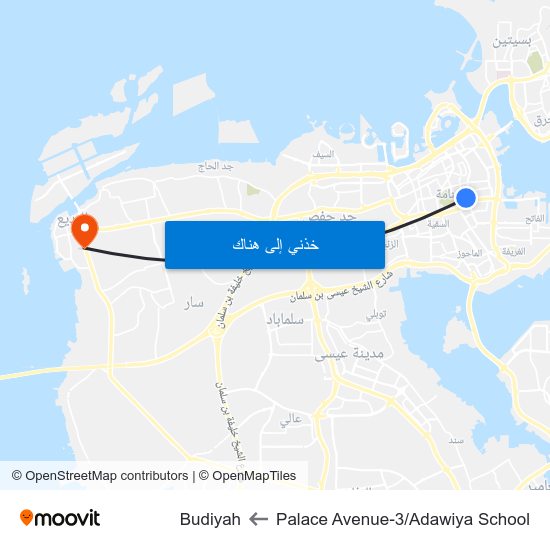 Palace Avenue-3/Adawiya School to Budiyah map