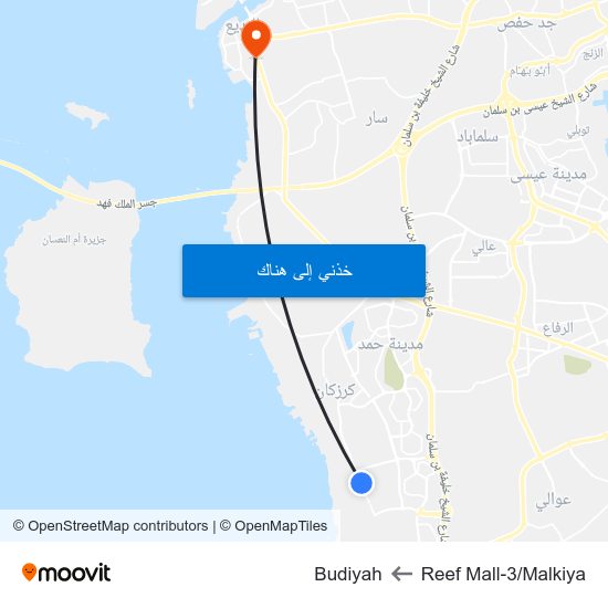 Reef Mall-3/Malkiya to Budiyah map