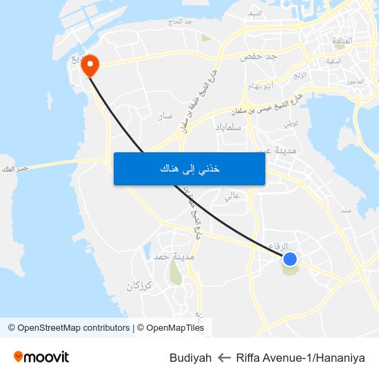 Riffa Avenue-1/Hananiya to Budiyah map