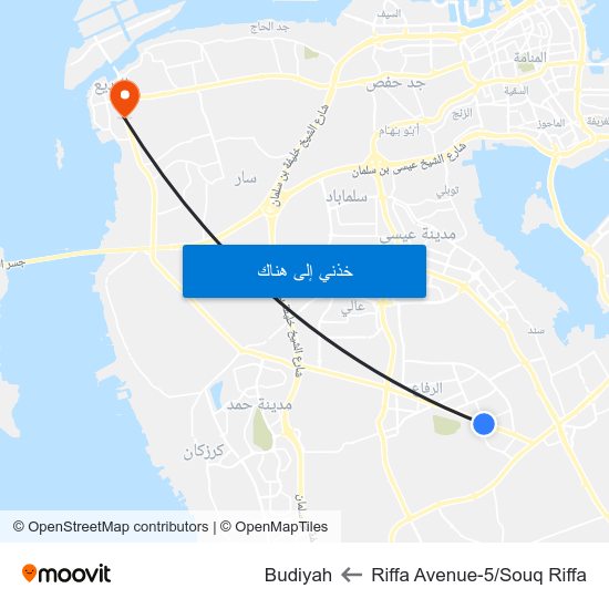Riffa Avenue-5/Souq Riffa to Budiyah map