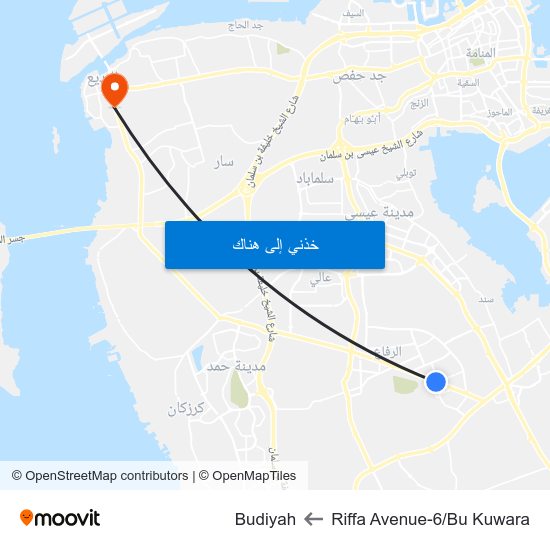 Riffa Avenue-6/Bu Kuwara to Budiyah map