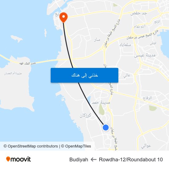 Rowdha-12/Roundabout 10 to Budiyah map