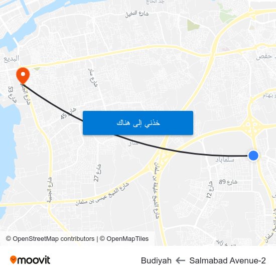 Salmabad Avenue-2 to Budiyah map