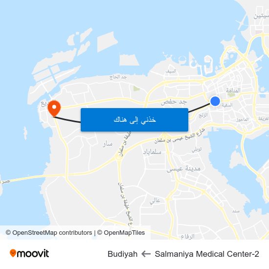 Salmaniya Medical Center-2 to Budiyah map