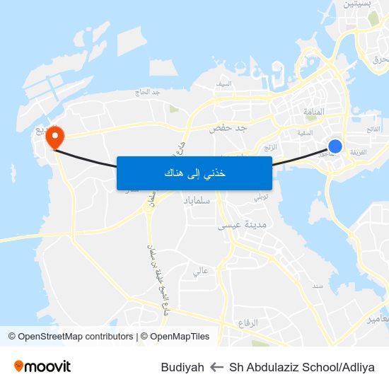 Sh Abdulaziz School/Adliya to Budiyah map