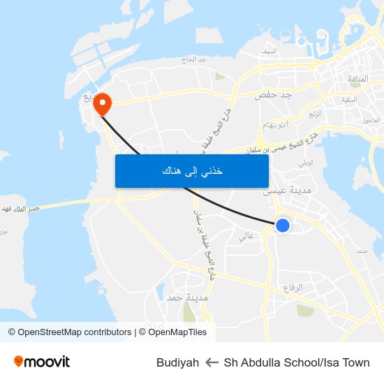 Sh Abdulla School/Isa Town to Budiyah map