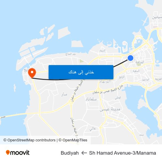 Sh Hamad Avenue-3/Manama to Budiyah map