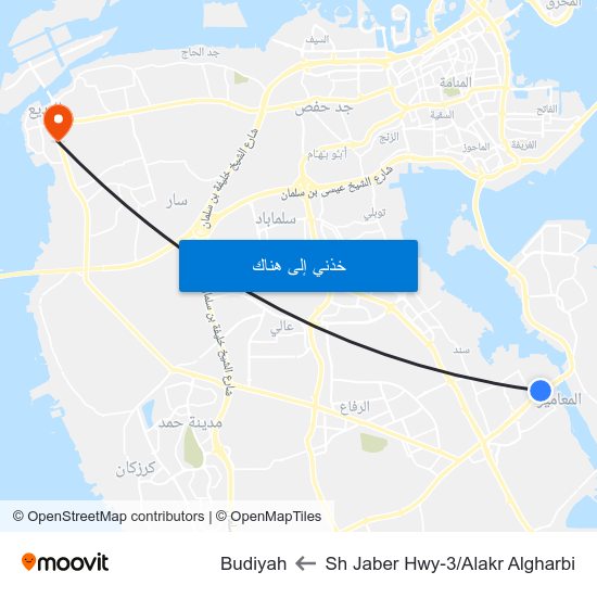 Sh Jaber Hwy-3/Alakr Algharbi to Budiyah map