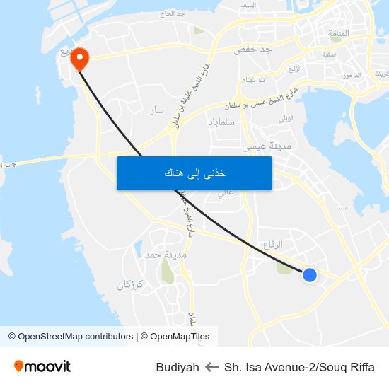 Sh. Isa Avenue-2/Souq Riffa to Budiyah map