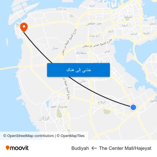 The Center Mall/Hajeyat to Budiyah map