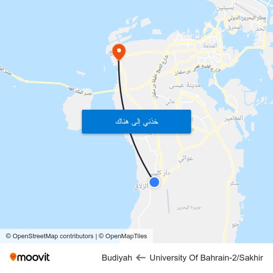 University Of Bahrain-2/Sakhir to Budiyah map