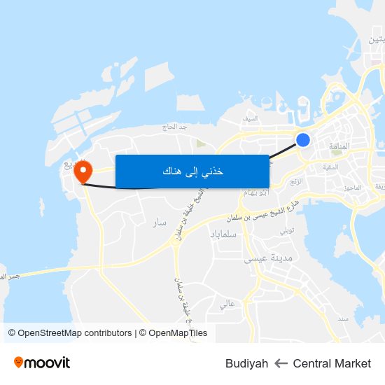 Central Market to Budiyah map