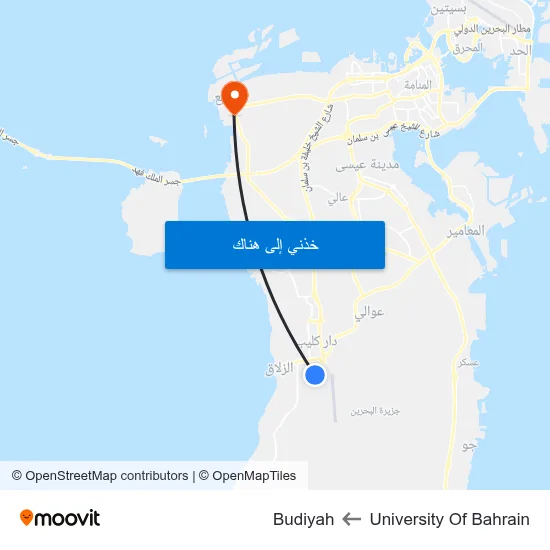 University Of Bahrain to Budiyah map