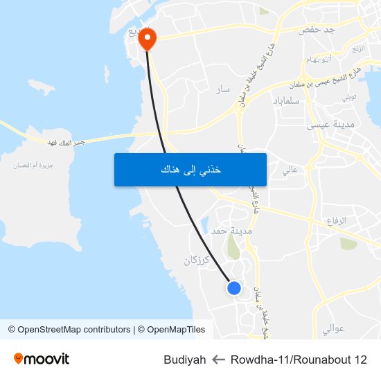 Rowdha-11/Rounabout 12 to Budiyah map