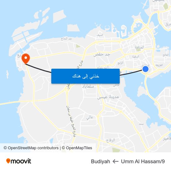 Umm Al Hassam/9 to Budiyah map