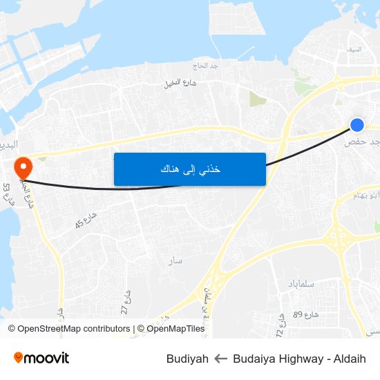 Budaiya Highway - Aldaih to Budiyah map