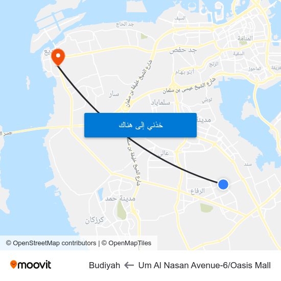 Um Al Nasan Avenue-6/Oasis Mall to Budiyah map