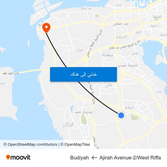 Ajirah Avenue-2/West Riffa to Budiyah map