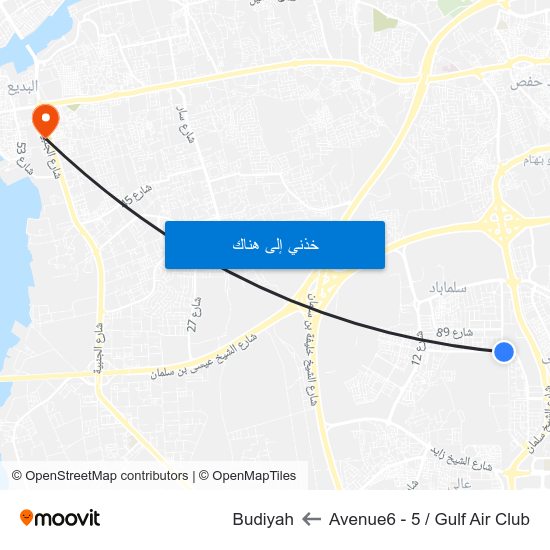 Avenue6 - 5 / Gulf Air Club to Budiyah map