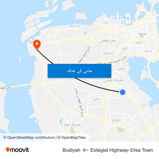 Esteglal Highway-3/Isa Town to Budiyah map