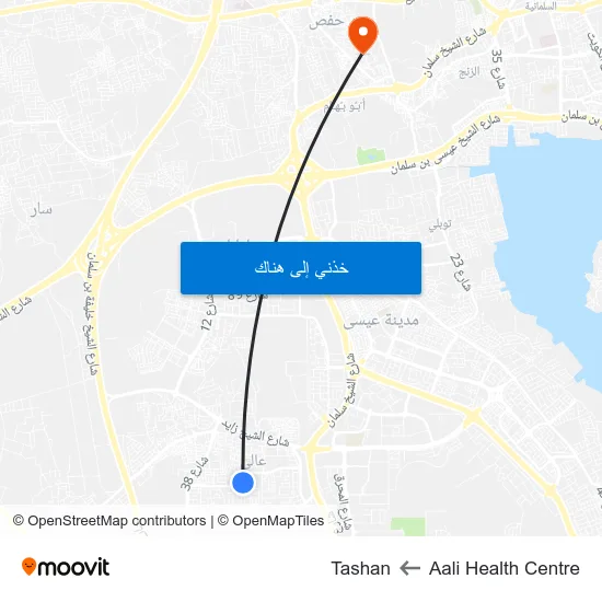 Aali Health Centre to Tashan map