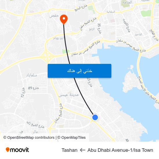 Abu Dhabi Avenue-1/Isa Town to Tashan map