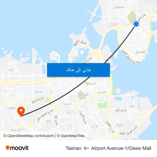 Airport Avenue-1/Oasis Mall to Tashan map
