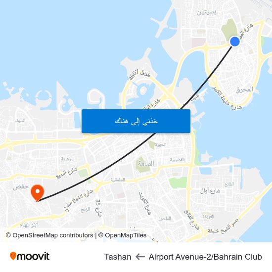 Airport Avenue-2/Bahrain Club to Tashan map
