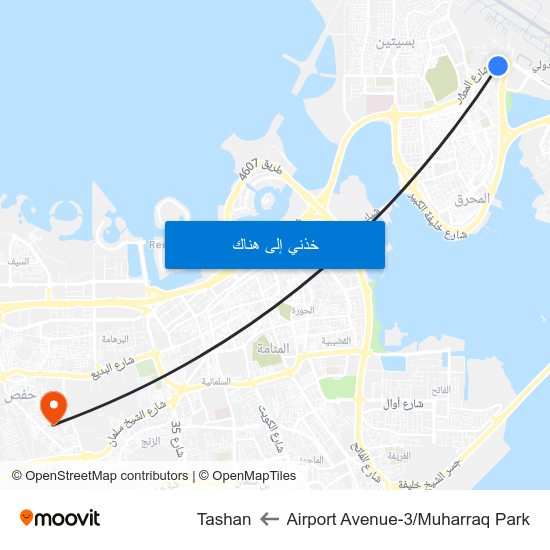 Airport Avenue-3/Muharraq Park to Tashan map